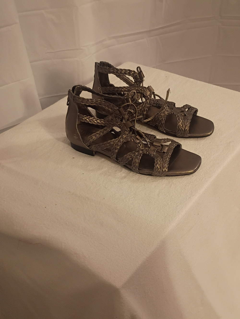 Sesto Meucci Braided Leather Lace-Up Sandals - Brown